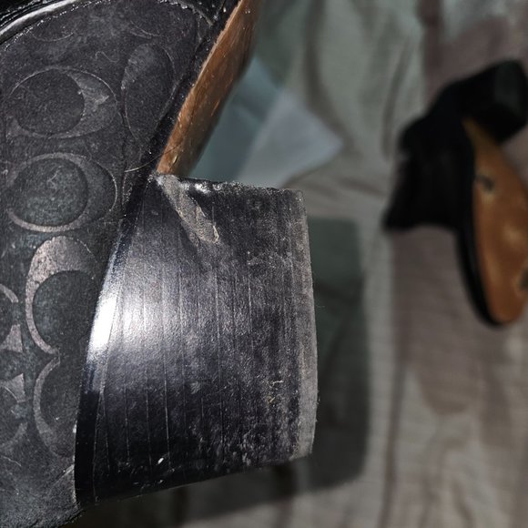 Gently Used Coach LEATHER BOOTS BLACK  Dean Bootie SIZE 11b ! Rare Size & Color - Picture 3 of 9